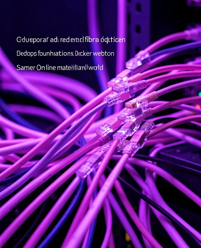 Cables de red de fibra óptica con iluminación violeta