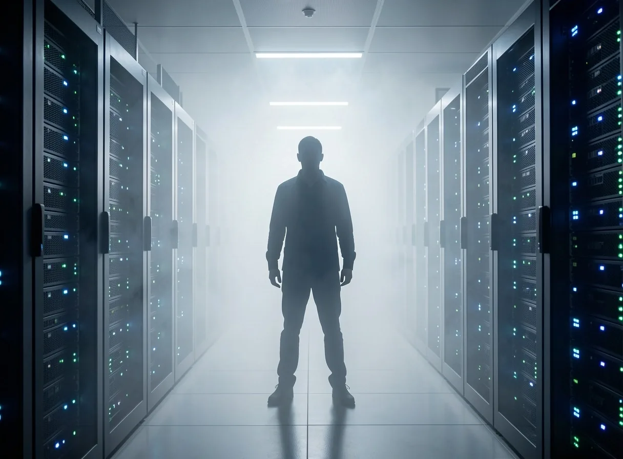 Rack de servidores en un centro de datos moderno